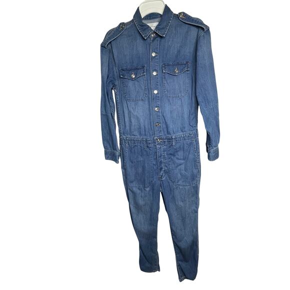 Current/Elliott The Crew Coverall Cropped Denim Jumpsuit  size 1 US4 - Picture 7 of 16